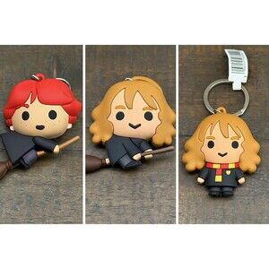 Harry Potter Keychains Lot of 3 – Chibi Ron & Hermione Flying Broom Figures